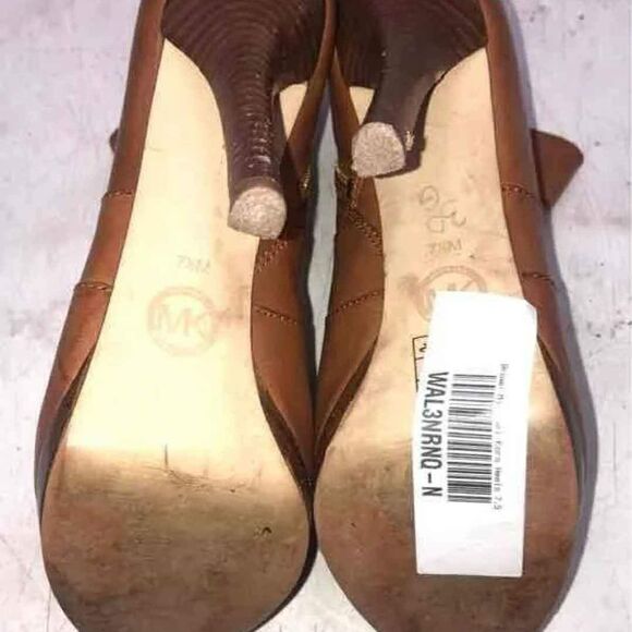 Michael Kors MK Designer Wyatt Brown Leather Stiletto Heel Ankle Bootie 7.5 - Picture 10 of 12